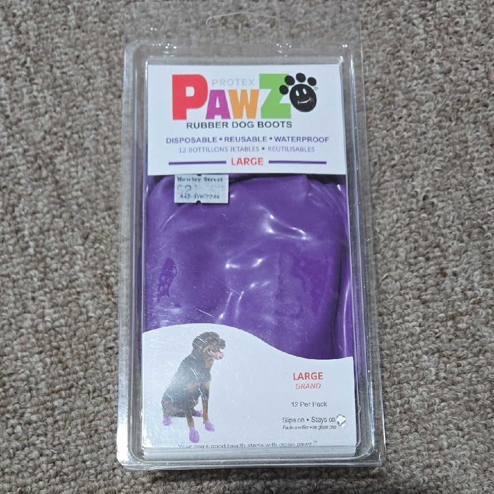 PAWZ Large Purple Rubber Dog Boots